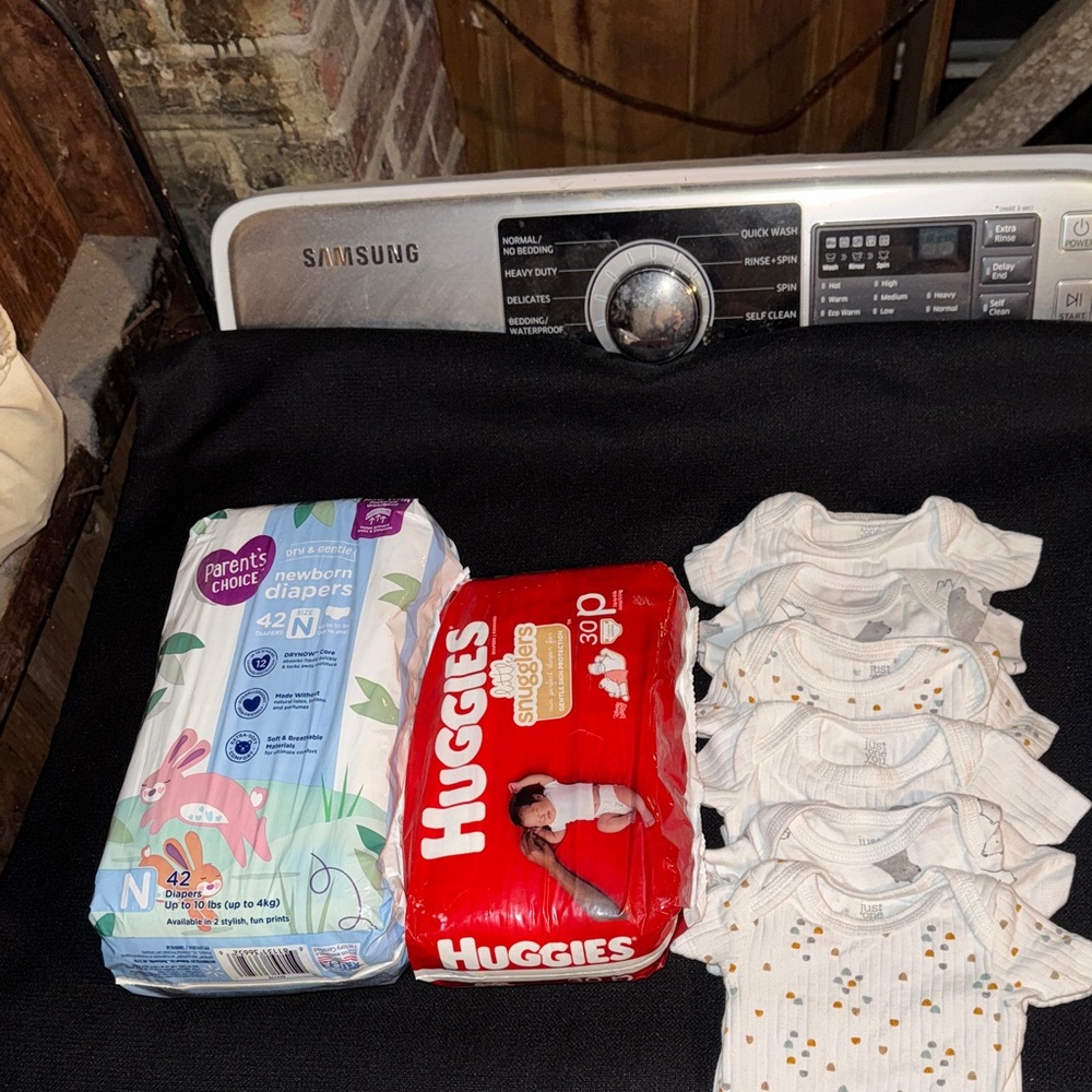 2 Packs of Diapers 6 Carter's Baby Onesie PLEASE READ THE DESCRIPTION